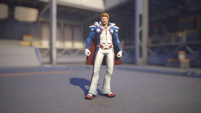 Soldier: 76 models his Daredevil: 76 skin in Overwatch 2.