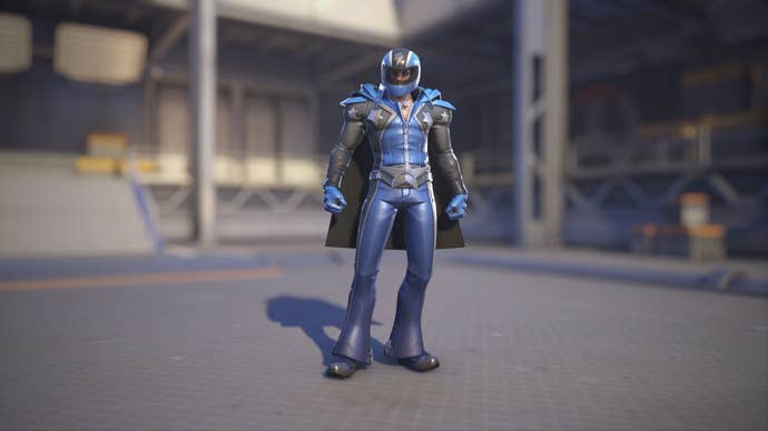 Soldier: 76 models his Stunt Rider: 76 skin in Overwatch 2.