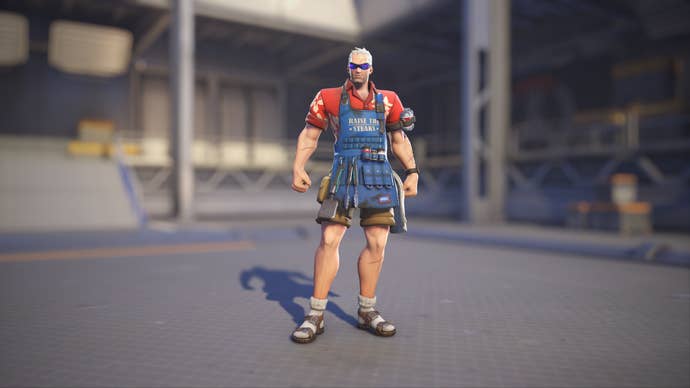 Soldier: 76 models his Grillmaster: 76 skin in Overwatch 2.