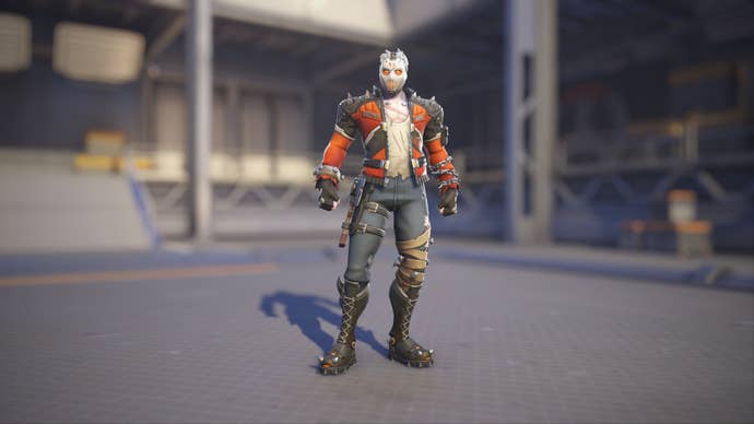 Soldier: 76 models his Slasher: 76 skin in Overwatch 2.