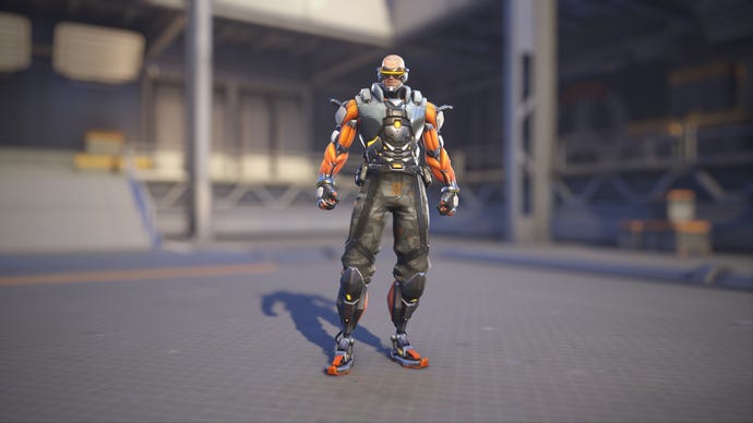 Soldier: 76 models his Cyborg: 76 skin in Overwatch 2.