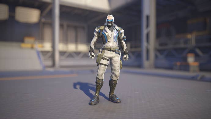 Soldier: 76 models his Bone skin in Overwatch 2.