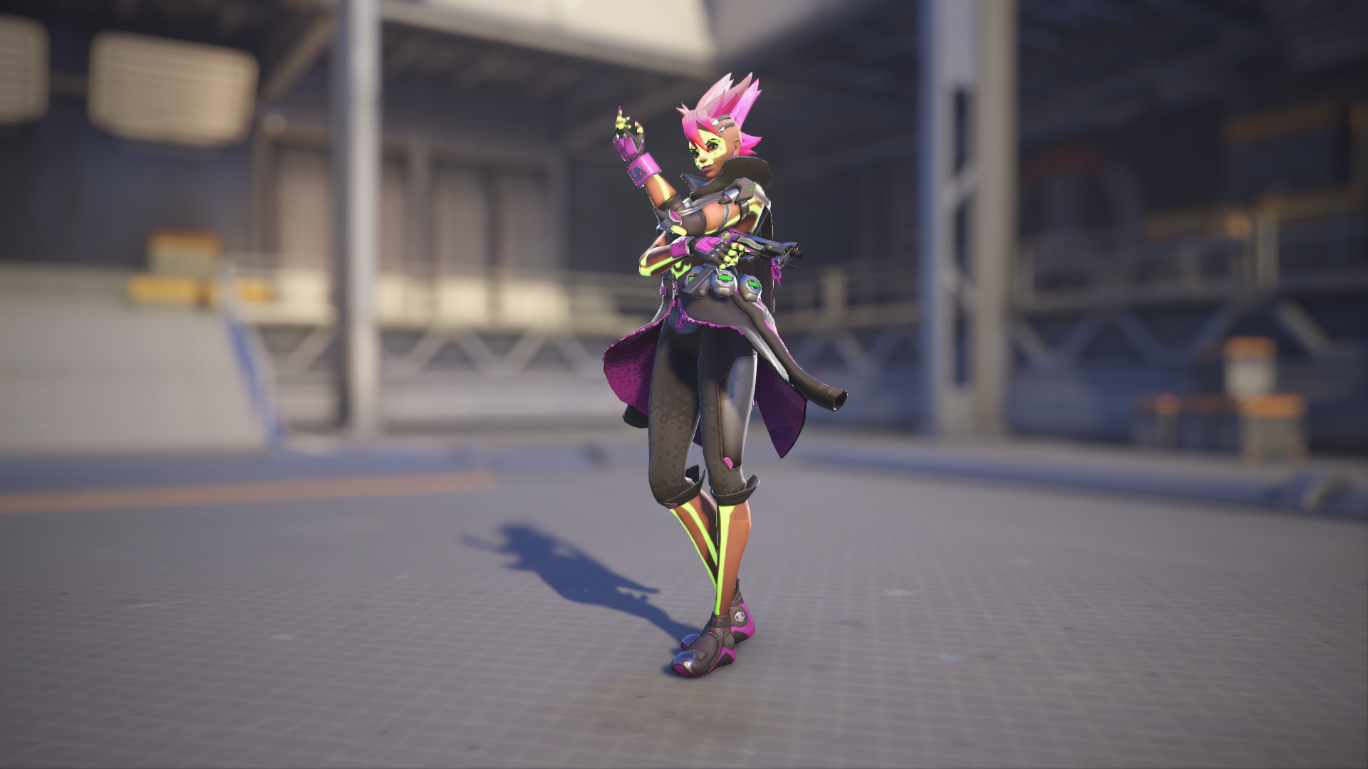 Sombra models her Los Muertos skin in Overwatch 2.
