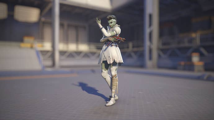 Sombra models her Bride skin in Overwatch 2.