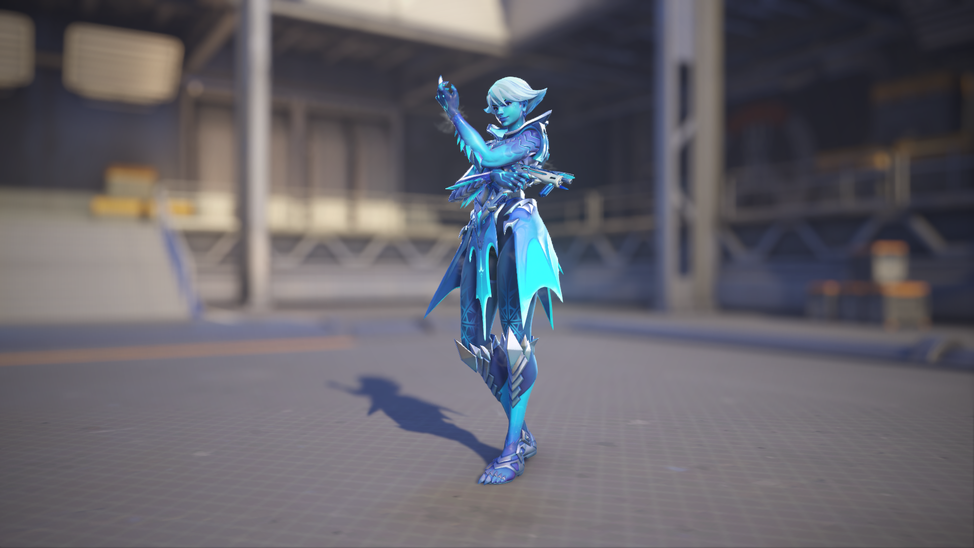 Sombra models her Rime skin in Overwatch 2.
