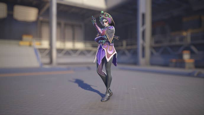 Sombra models her Face Changer skin in Overwatch 2.