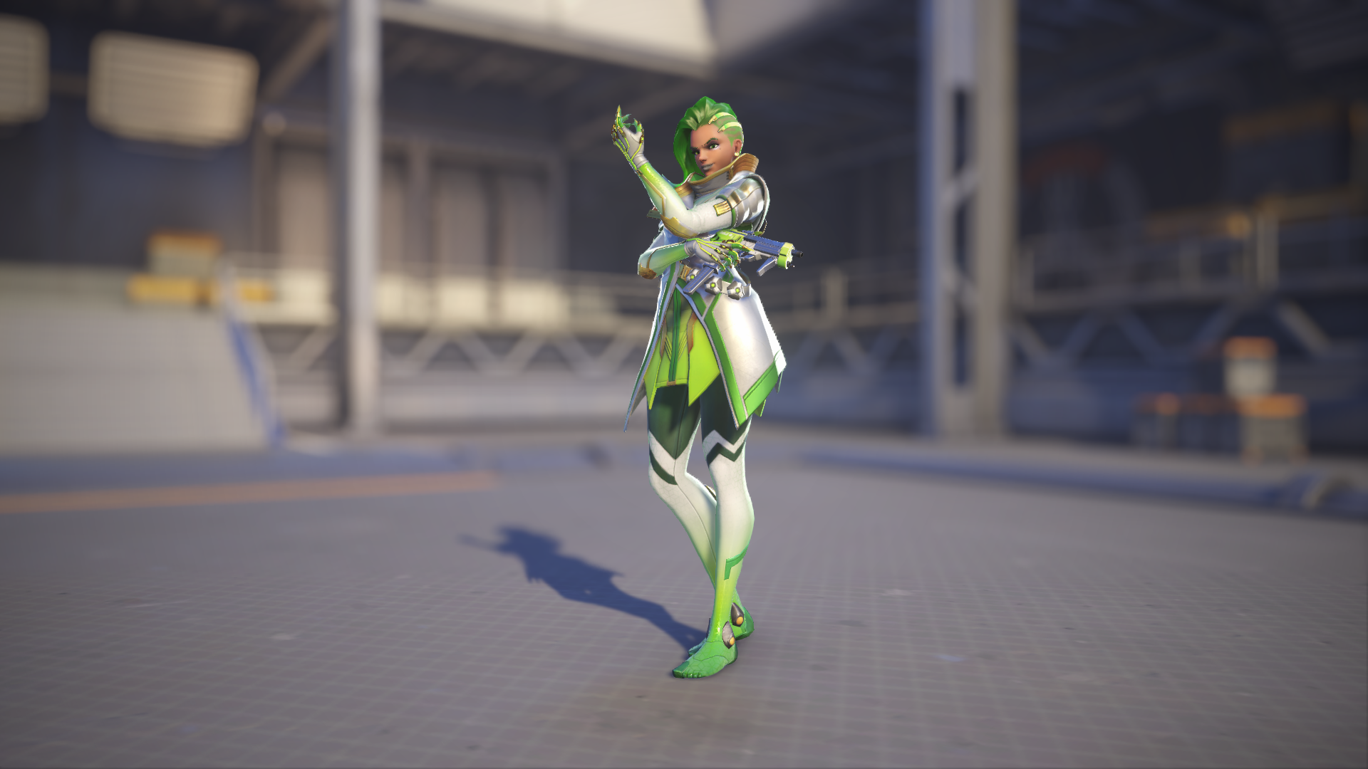 Sombra models her Glitch skin in Overwatch 2.