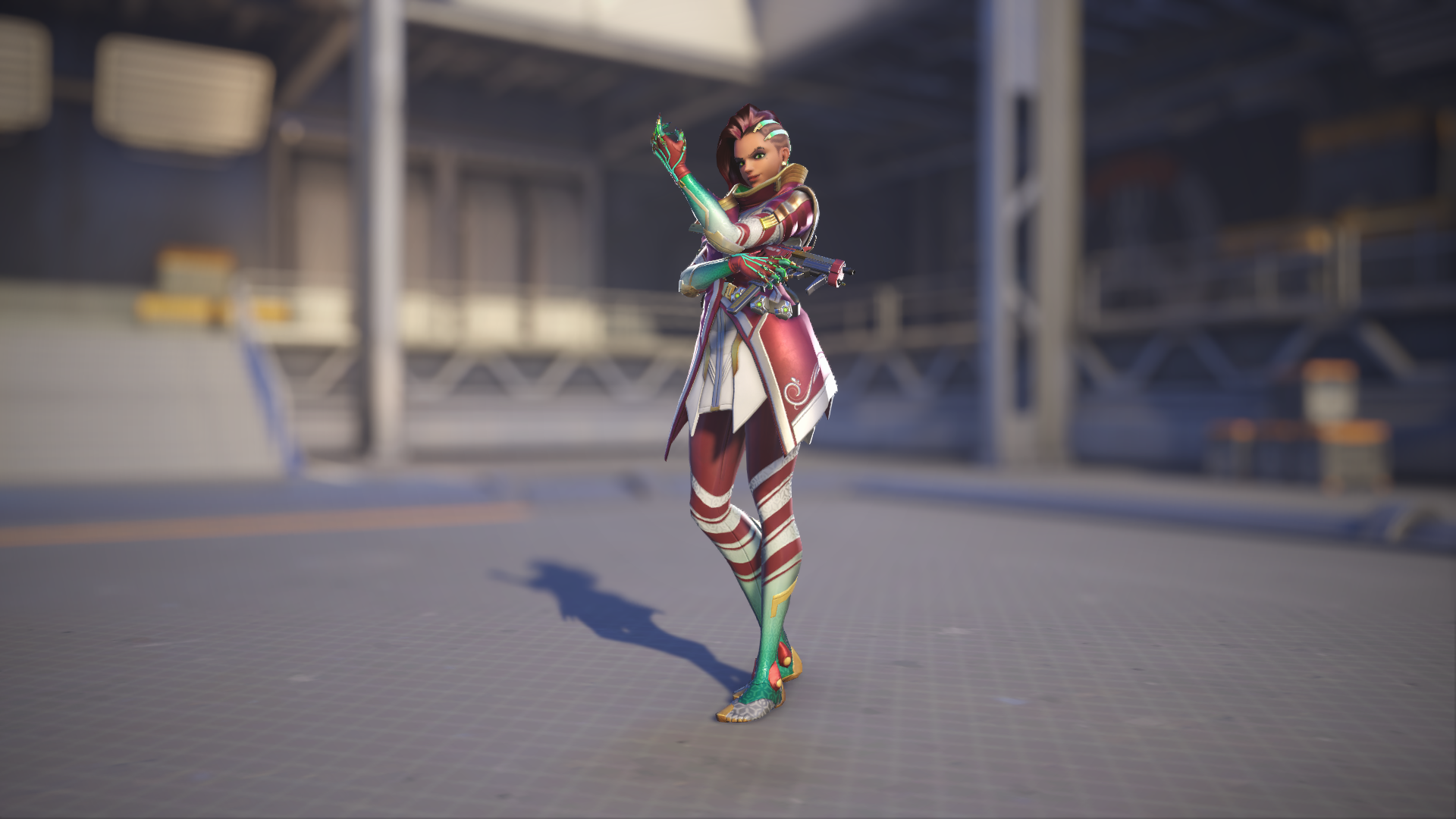 Sombra models her Peppermint skin in Overwatch 2.