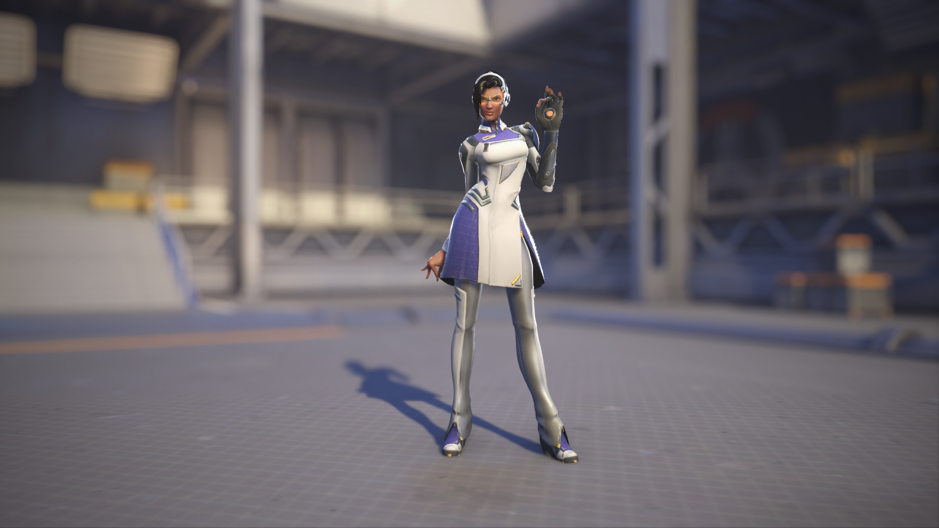 Symmetra models her Vishkar skin in Overwatch 2.