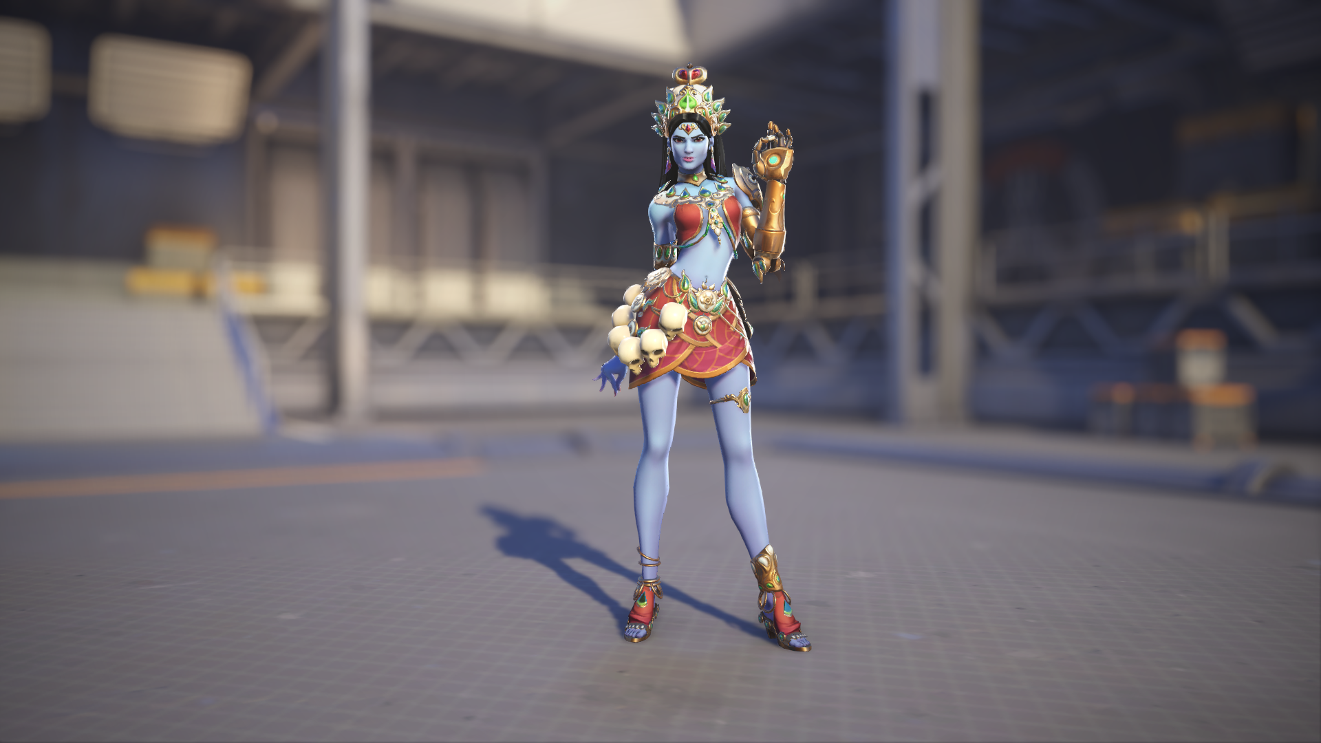 Symmetra models her Devi skin in Overwatch 2.