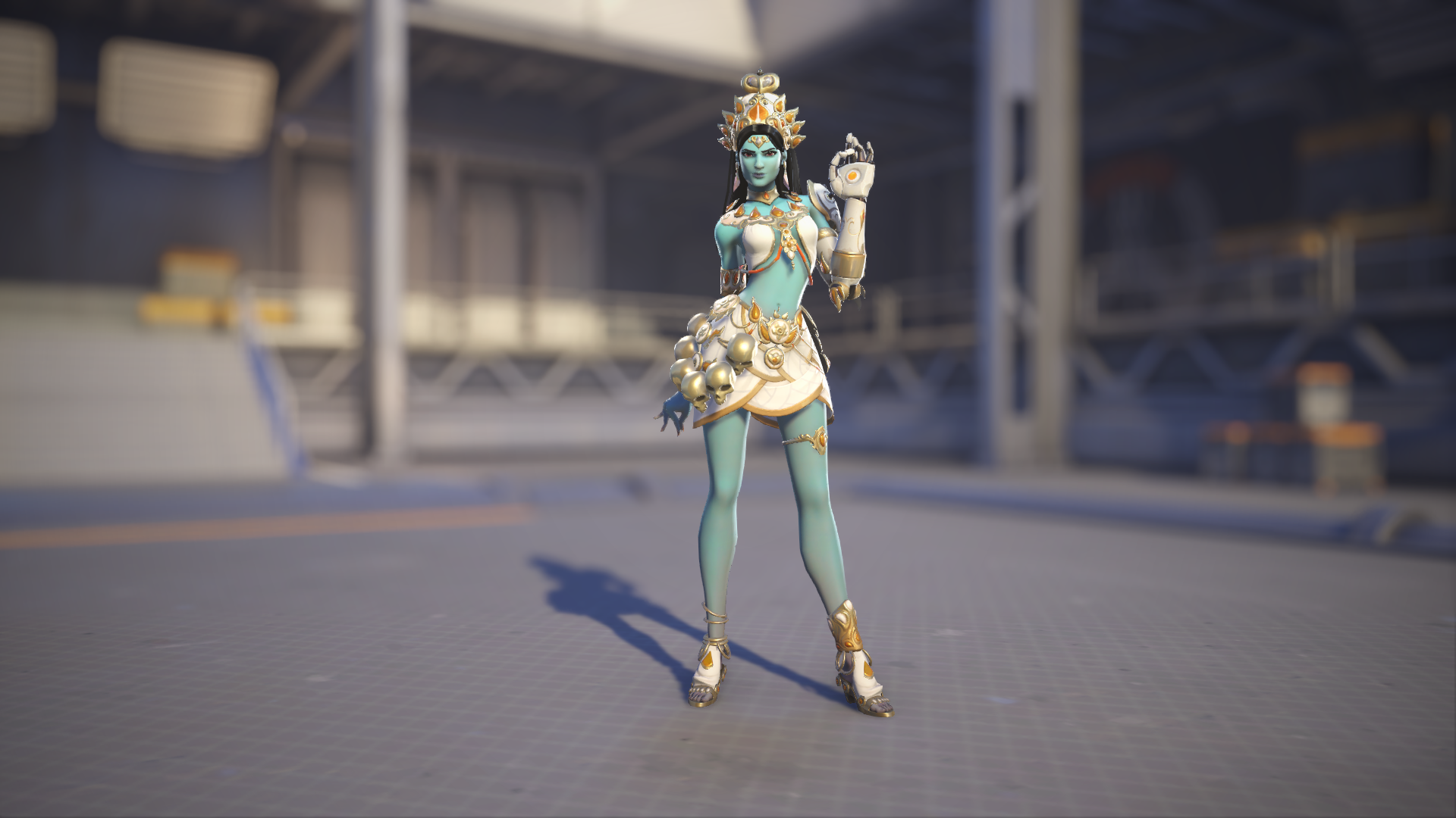 Symmetra models her Goddess skin in Overwatch 2.