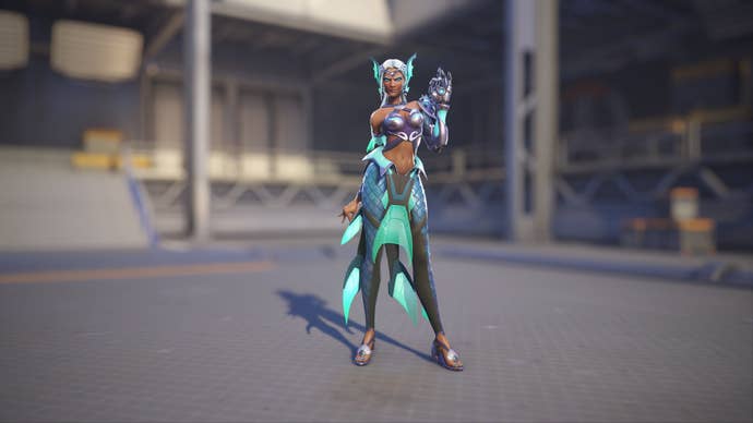 Symmetra models her Mermaid skin in Overwatch 2.