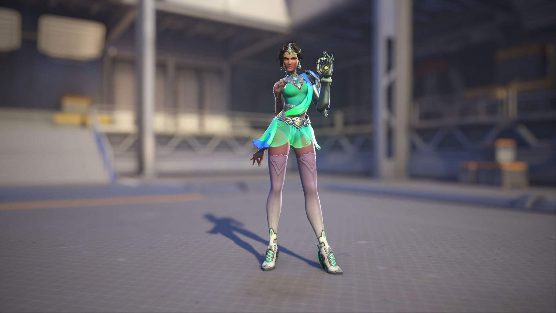 Symmetra models her Figure Skater skin in Overwatch 2.