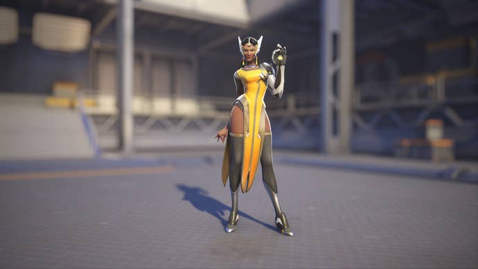 Symmetra models her Technomancer skin in Overwatch 2.