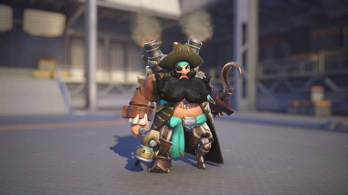 Torbjörn models his Blackbeard skin in Overwatch 2.