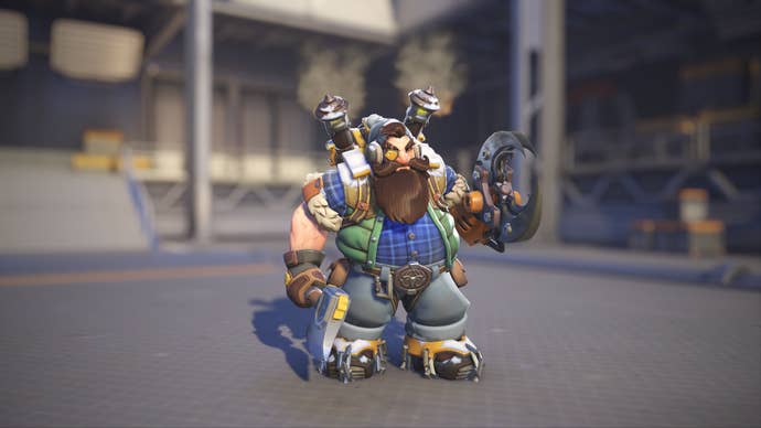 Torbjörn models his Lumberjack skin in Overwatch 2.