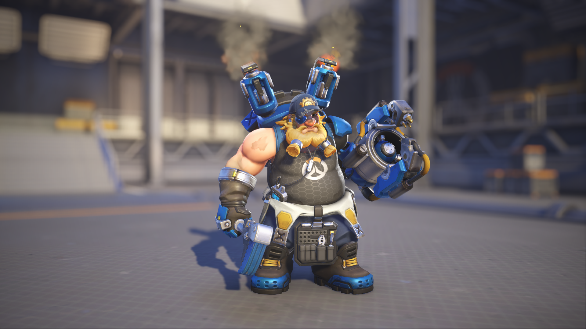 Torbjörn models his Chief Engineer Lindholm skin in Overwatch 2.