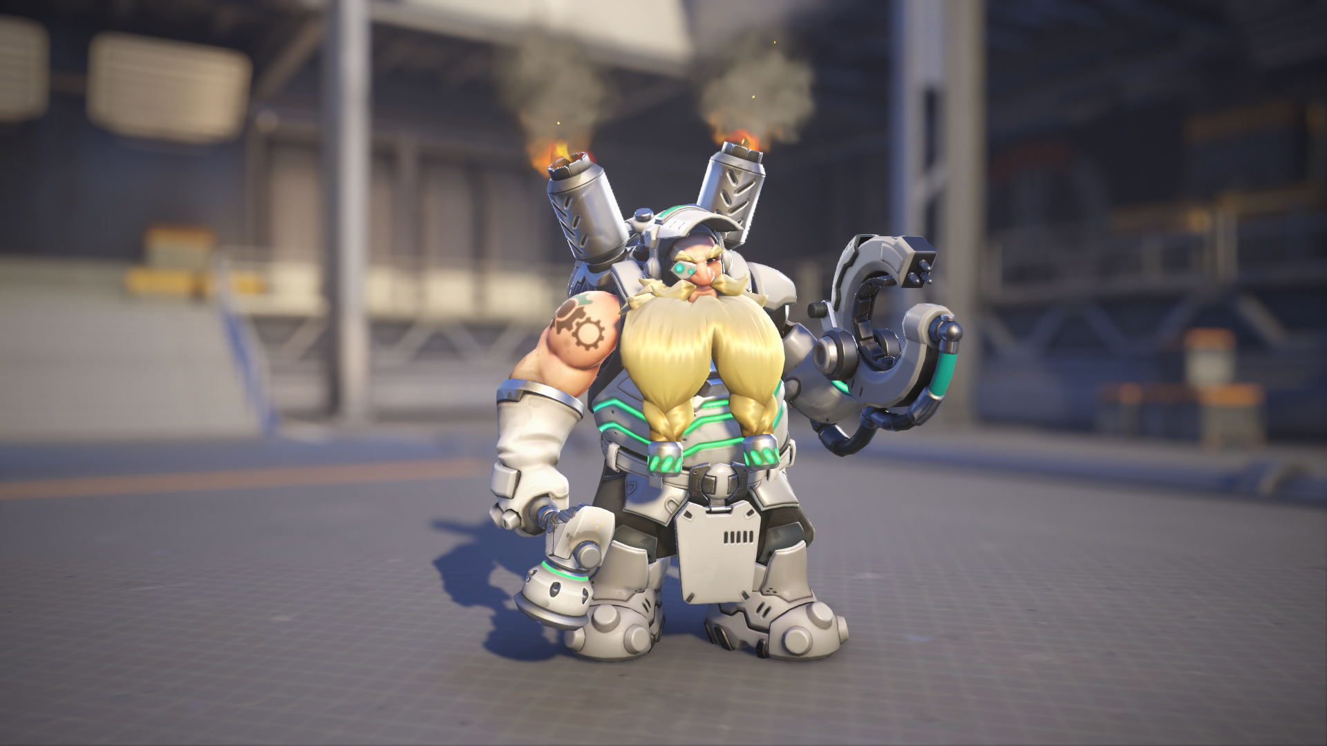 Torbjörn models his Cathode skin in Overwatch 2.