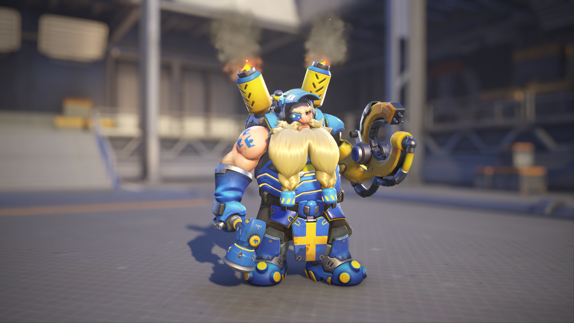 Torbjörn models his Tre Kronor skin in Overwatch 2.