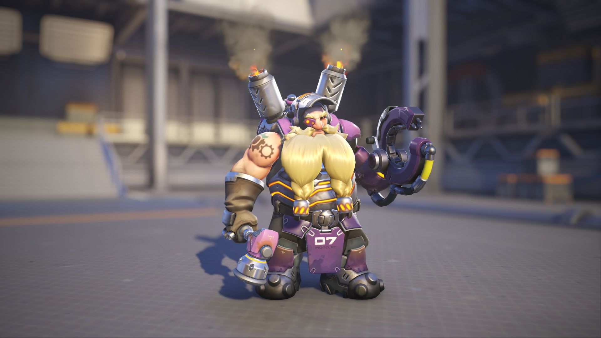 Torbjörn models his Plommon skin in Overwatch 2.