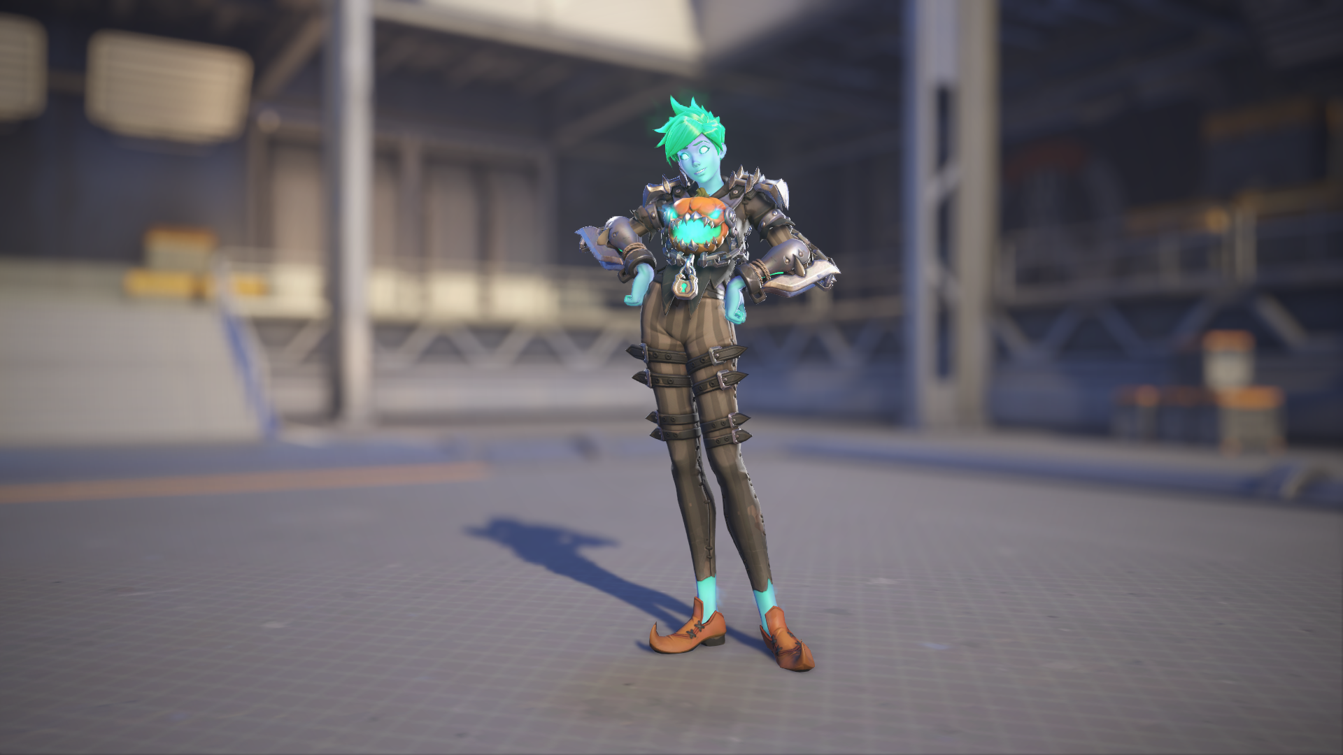 Tracer models her Will-o'-Wisp skin in Overwatch 2.