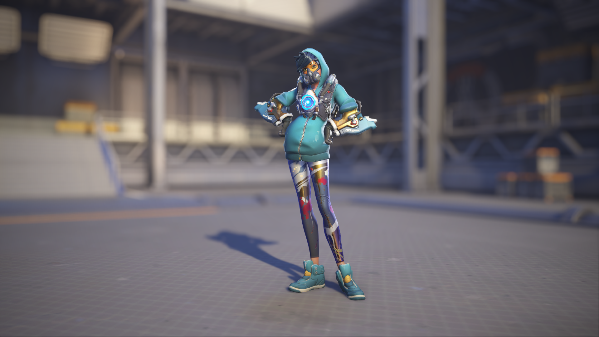 Tracer models her Graffiti skin in Overwatch 2.