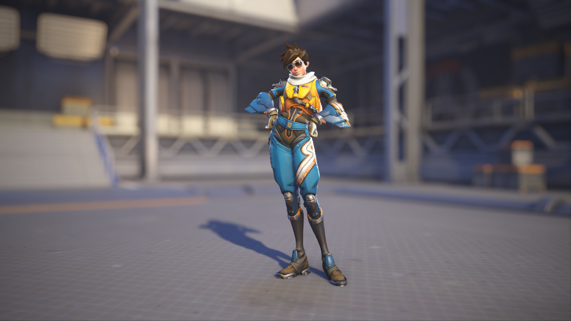 Tracer models her Slipstream skin in Overwatch 2.