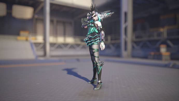 Widowmaker models her Odile skin in Overwatch 2.