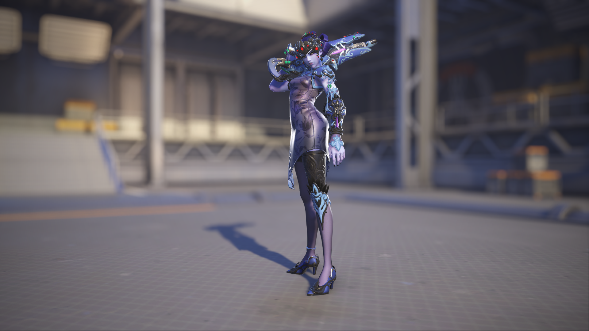 Widowmaker models her Black Lily skin in Overwatch 2.