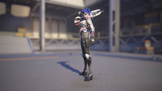 Widowmaker models her Talon skin in Overwatch 2.