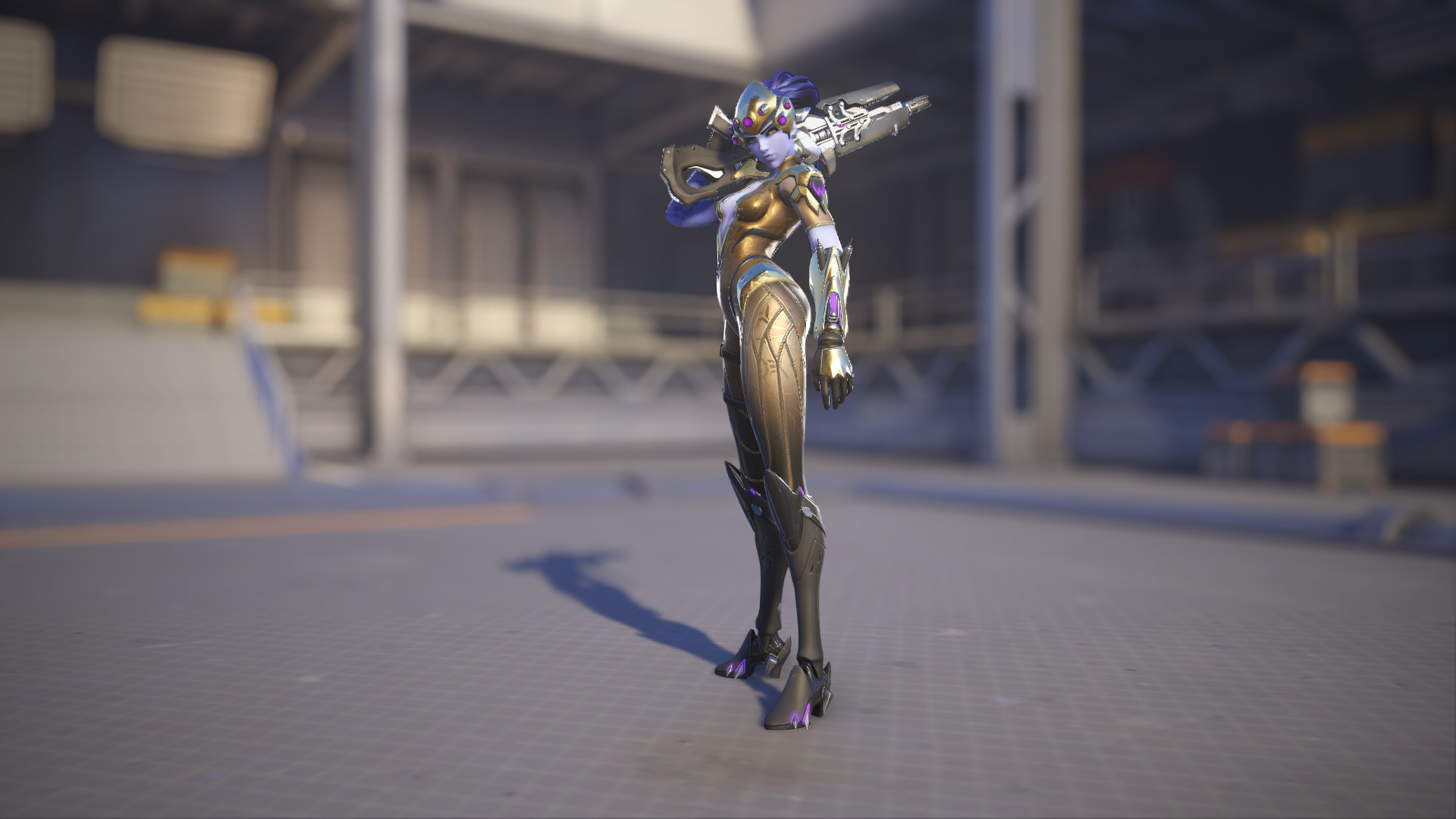Widowmaker models her Patina skin in Overwatch 2.