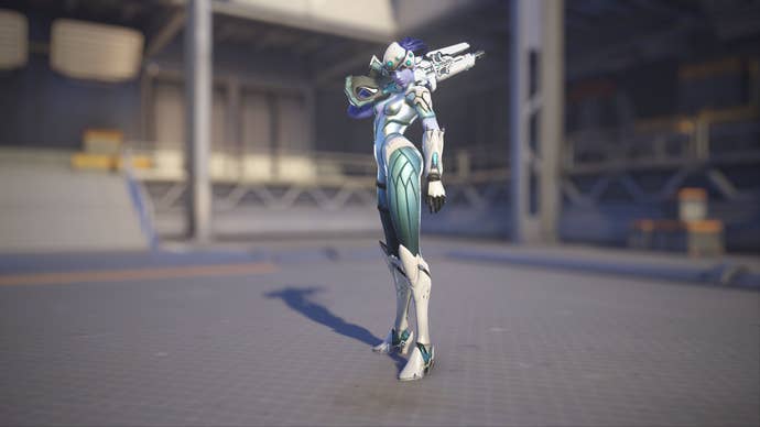Widowmaker models her Winter skin in Overwatch 2.