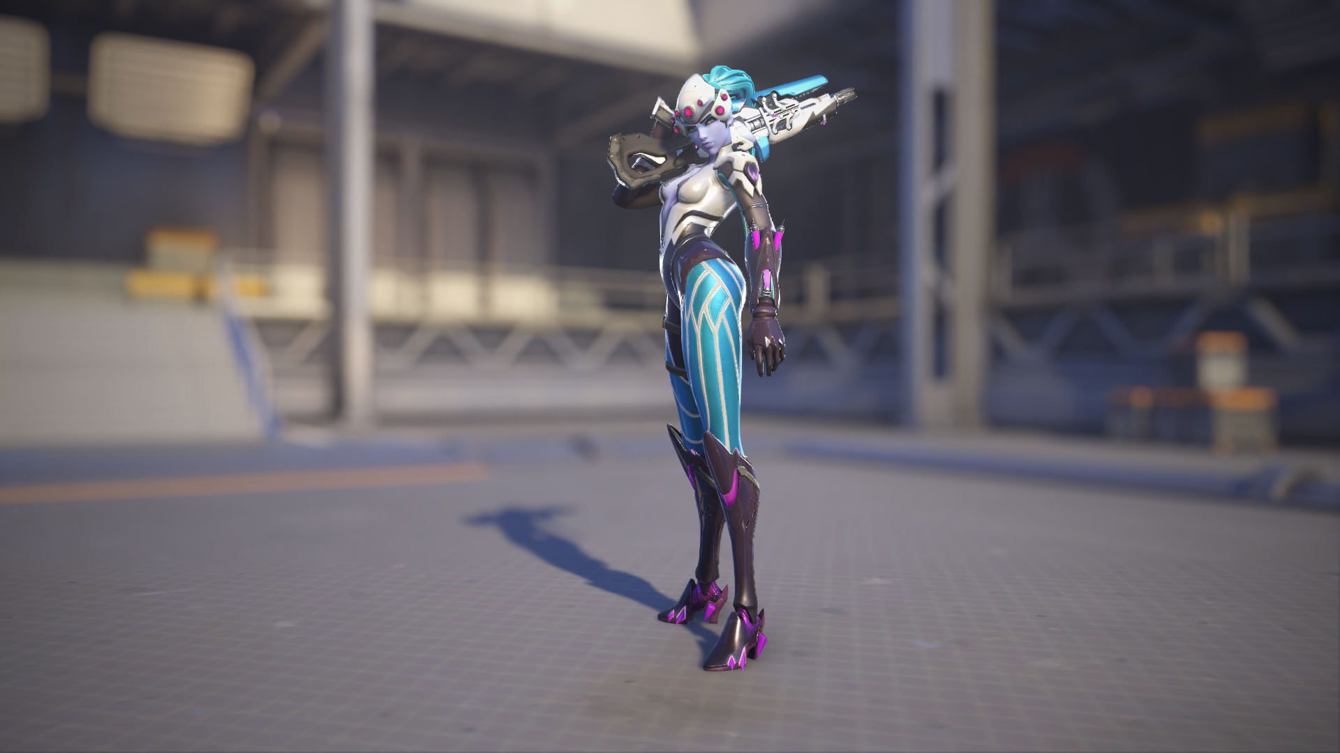 Widowmaker models her Electric skin in Overwatch 2.