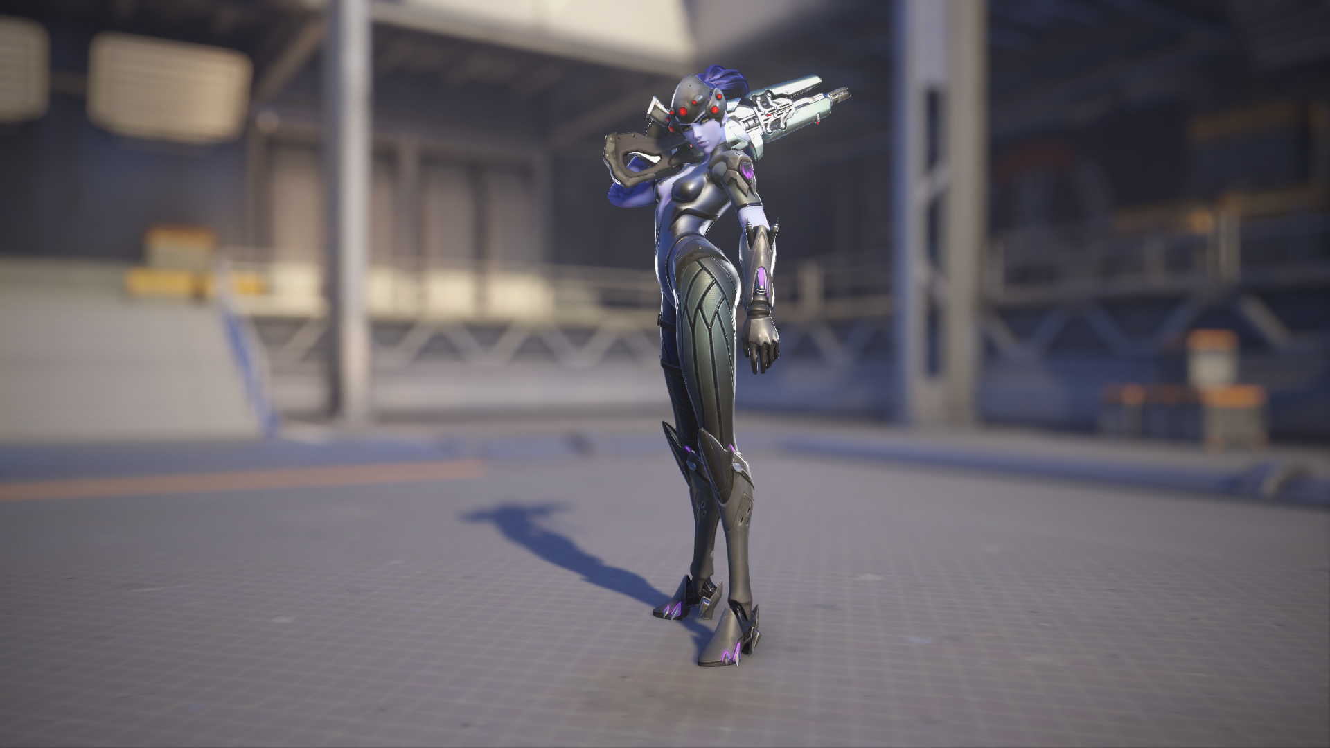 Widowmaker models her Nuit skin in Overwatch 2.