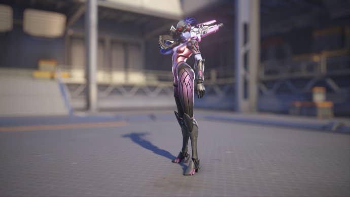Widowmaker models her Rose skin in Overwatch 2.