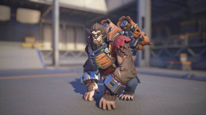 Winston models his Werewolf skin in Overwatch 2.