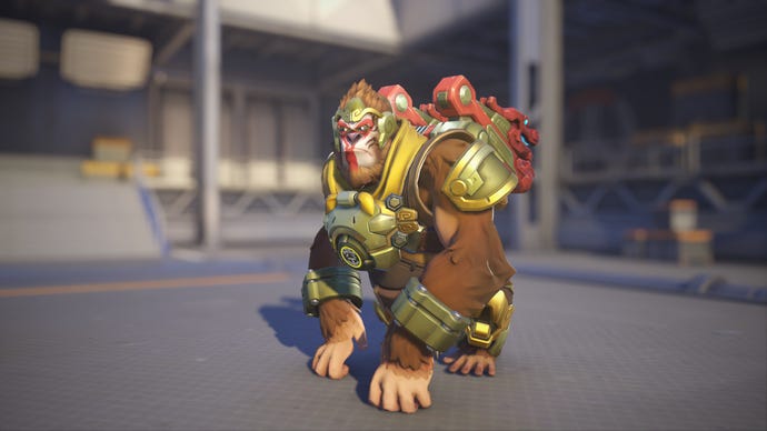 Winston models his Wukong skin in Overwatch 2.