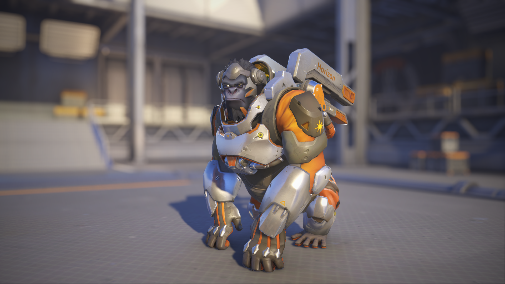 Winston models his Horizon skin in Overwatch 2.