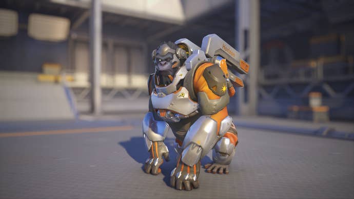 Winston models his Horizon skin in Overwatch 2.