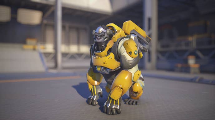Winston models his Banana skin in Overwatch 2.