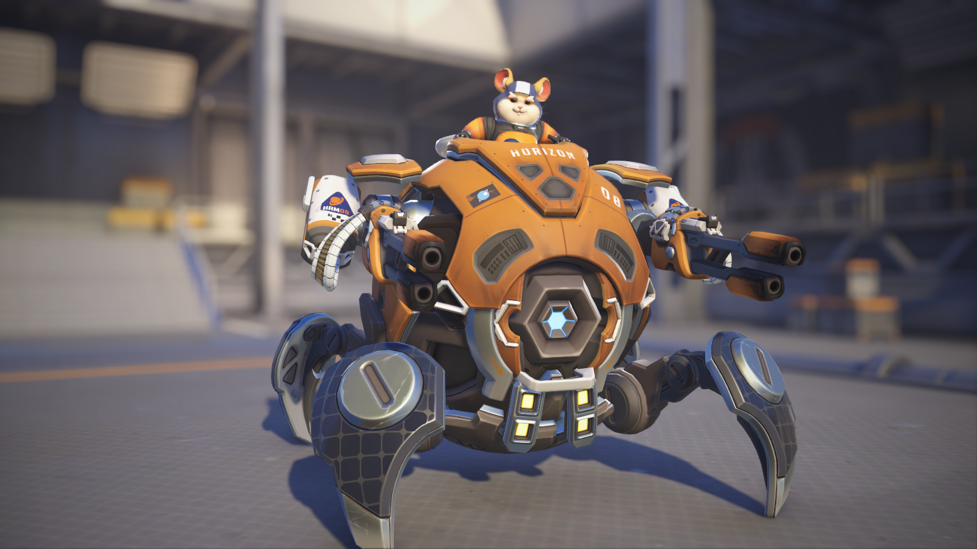 Wrecking Ball models his Horizon skin in Overwatch 2.