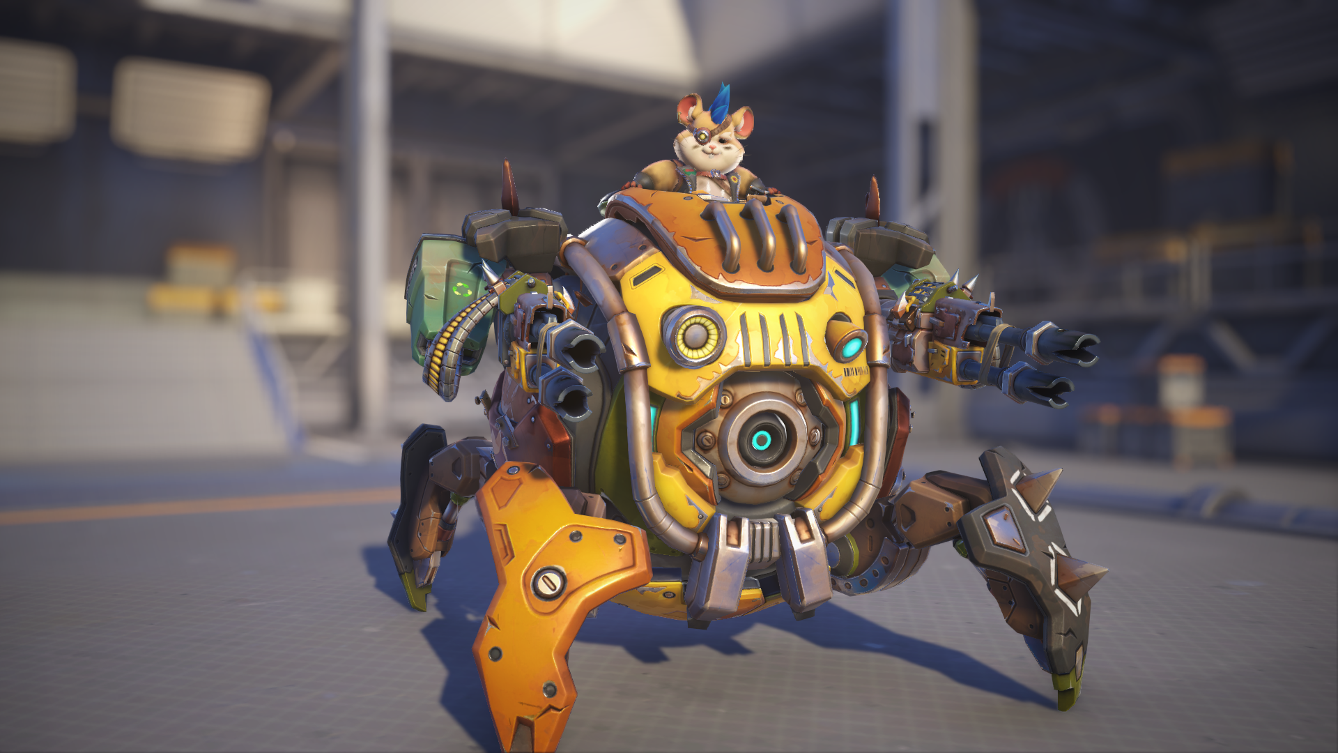 Wrecking Ball models his Junker skin in Overwatch 2.