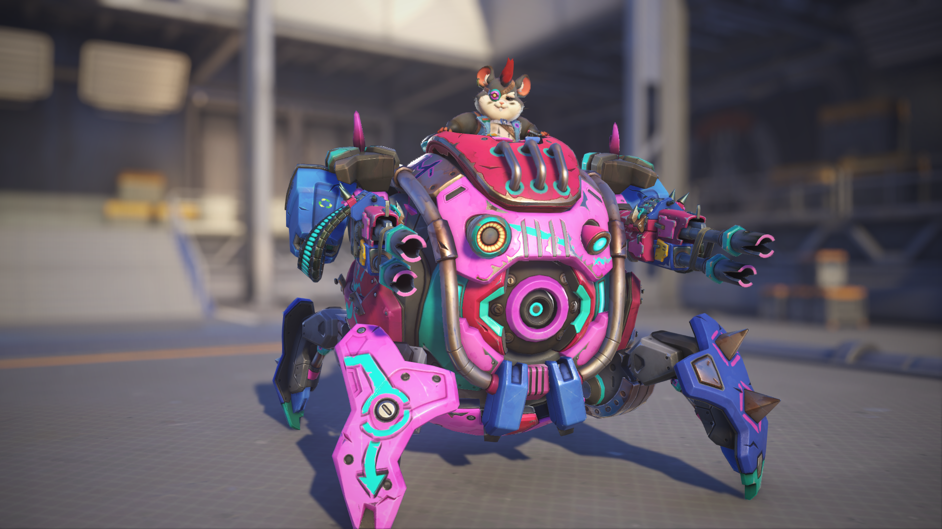 Wrecking Ball models his Mayham skin in Overwatch 2.