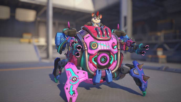 Wrecking Ball models his Mayham skin in Overwatch 2.