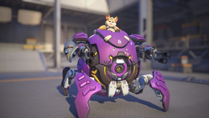 Wrecking Ball models his Potassium skin in Overwatch 2.