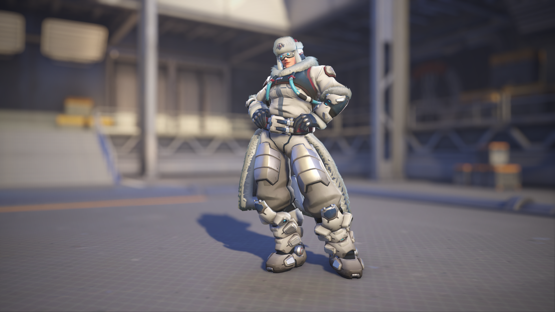 Zarya models her Arctic skin in Overwatch 2.