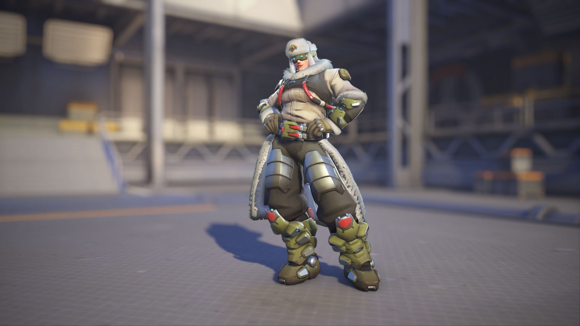 Zarya models her Siberian Front skin in Overwatch 2.