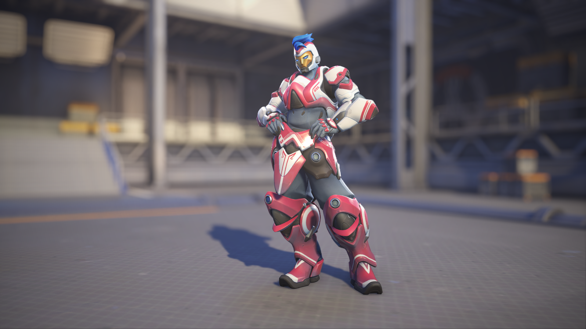 Zarya models her Cyberian skin in Overwatch 2.