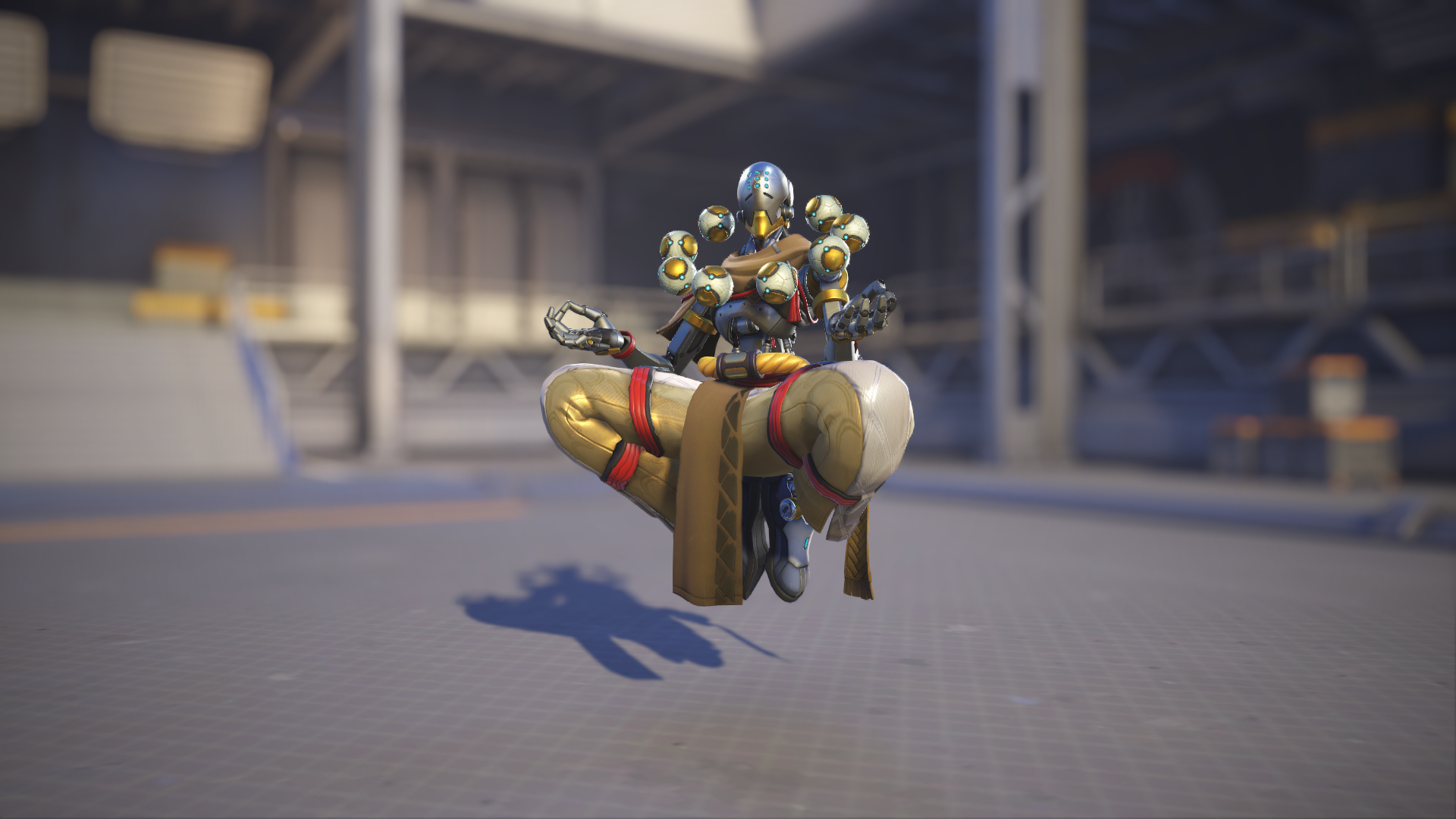 Zenyatta models his Overwatch 2 default skin.