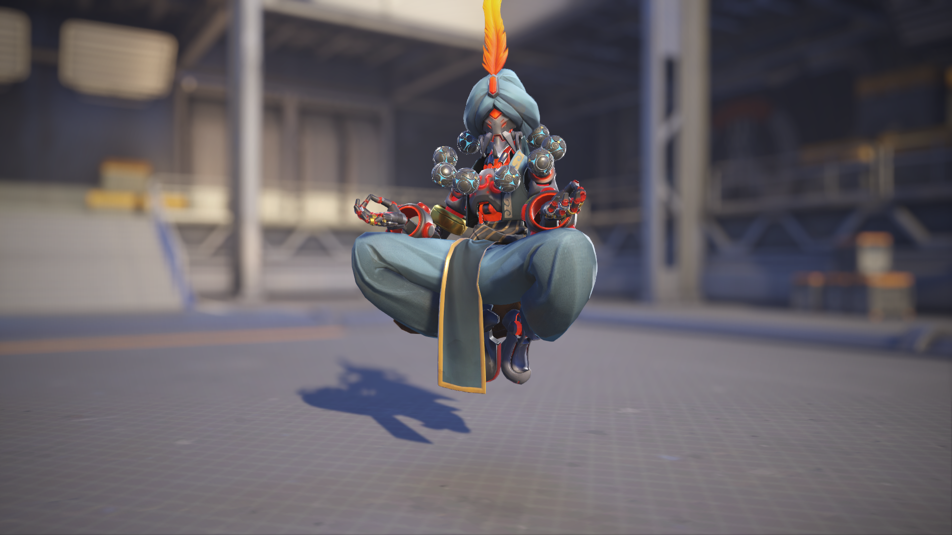 Zenyatta models his Ifrit skin in Overwatch 2.
